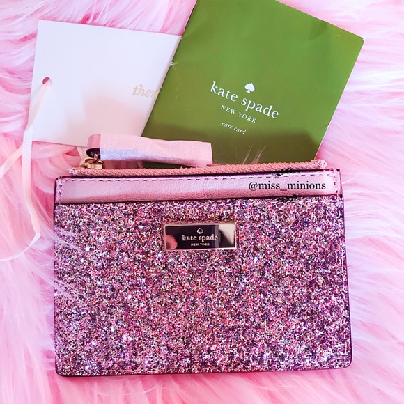 ✨HP✨Kate Spade Rose Gold Glitter Cardholder - Picture 2 of 5